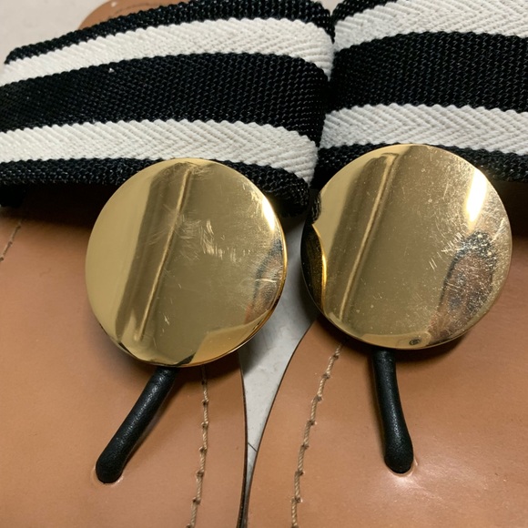 Tory Burch Black and White Striped Sandals - Picture 4 of 4